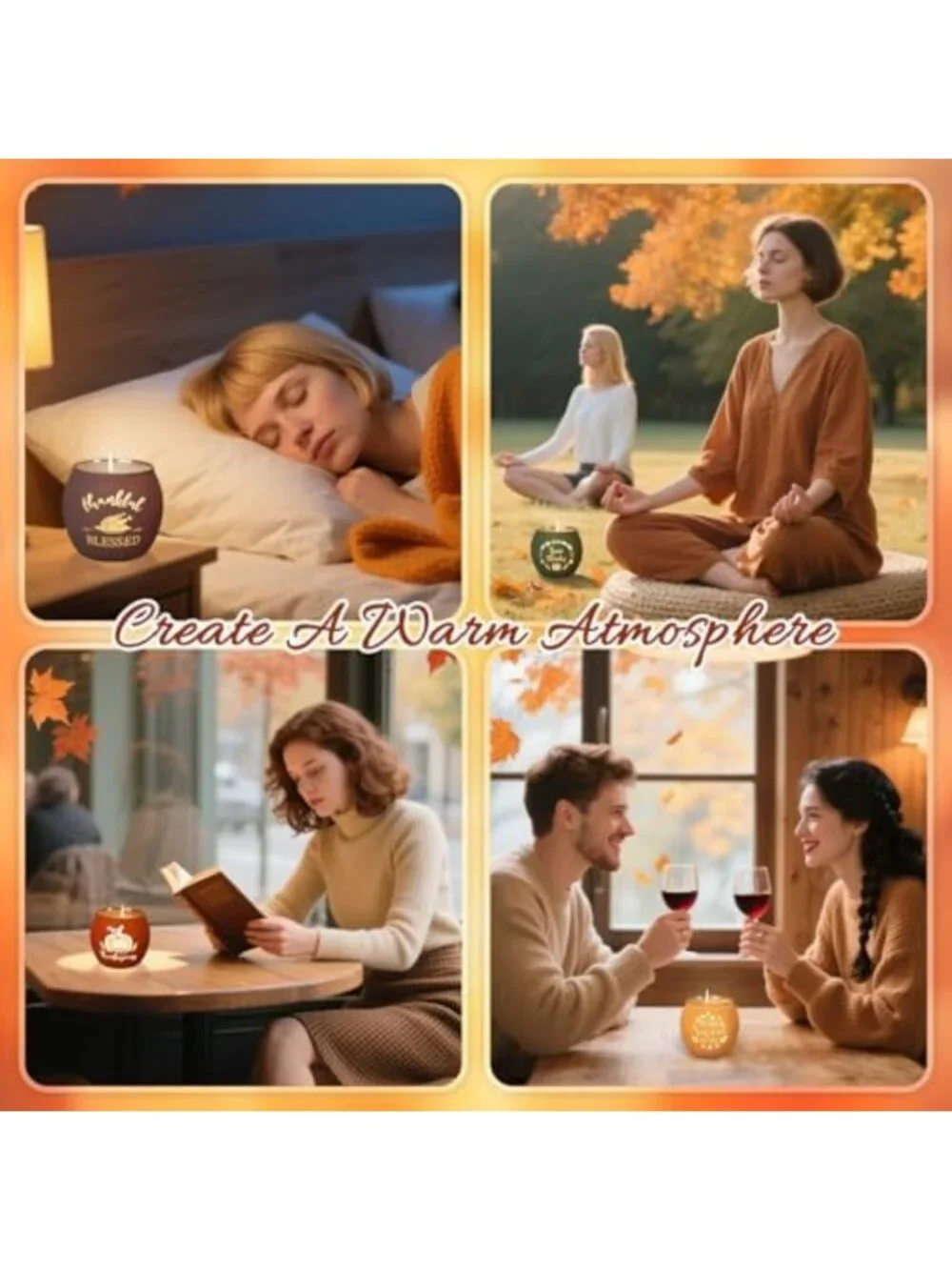 Fall Scented Candle Gift Set - 4 Pack Aromatherapy Pumpkin Candles for Home